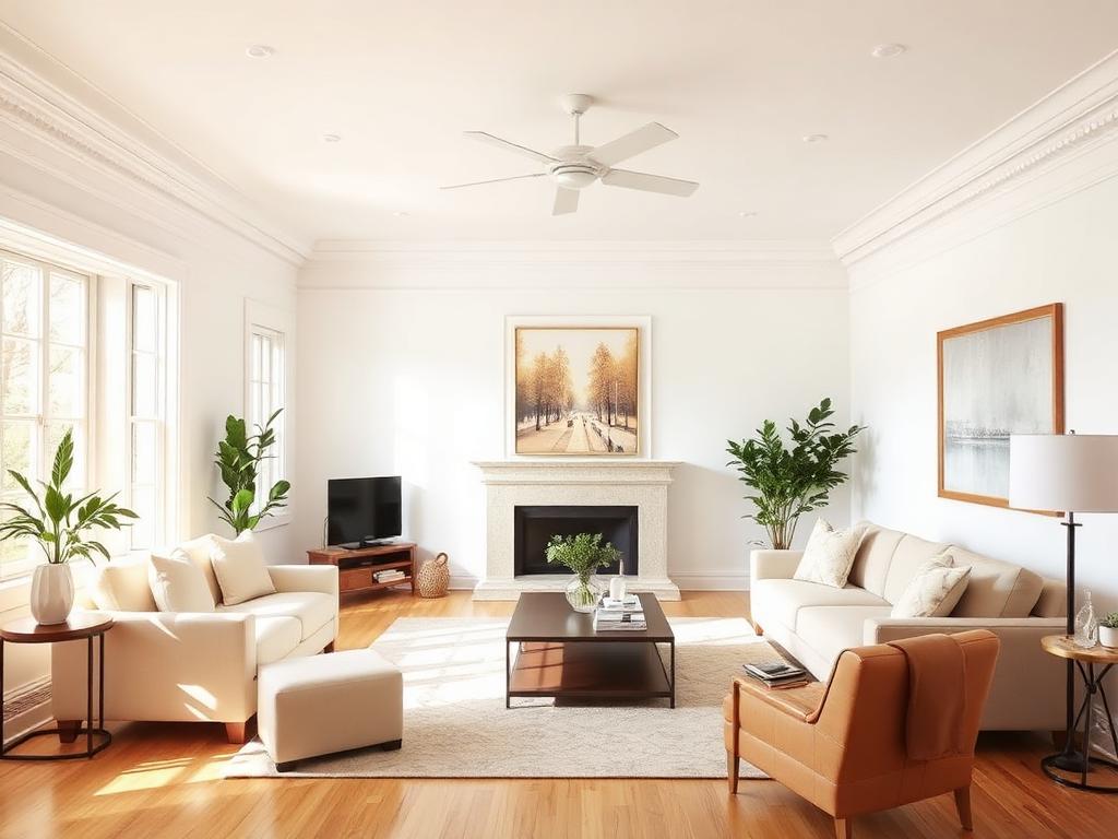 Bellaire living room — walls, ceiling & trim after painting