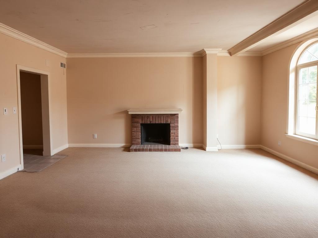 Bellaire living room — walls, ceiling & trim before painting